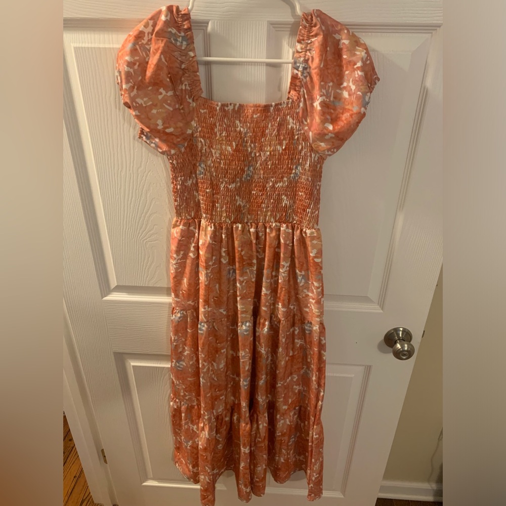 Orange midi dress